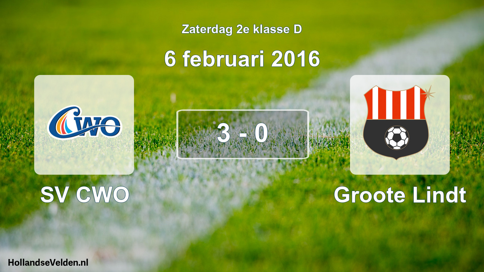 Total number of matches played: SV CWO - Groote Lindt 3 - 0 (6 February 2016)