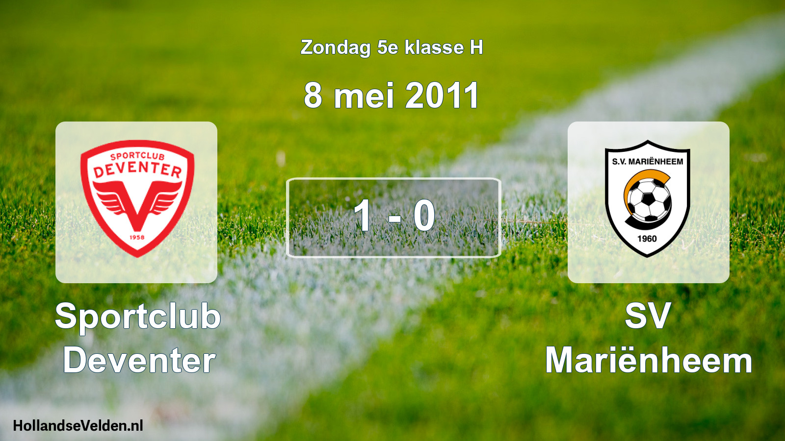 Total number of matches played: Sportclub Deventer - SV Mariënheem 1 - 0 (8 May 2011)