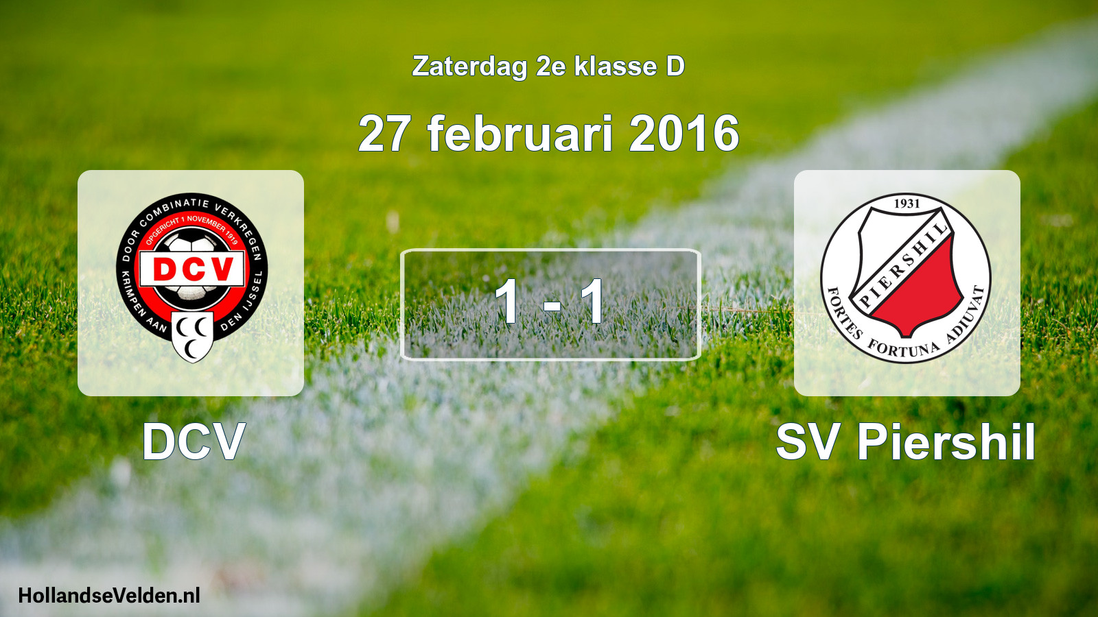 Total number of matches played: DCV - SV Piershil 1 - 1 (27 February 2016)
