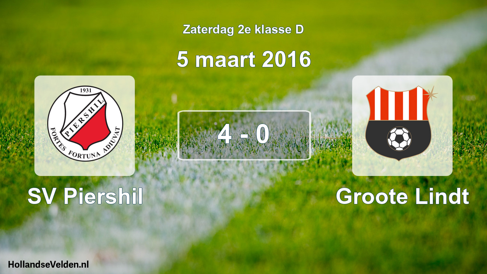 Total number of matches played: SV Piershil - Groote Lindt 4 - 0 (5 March 2016)