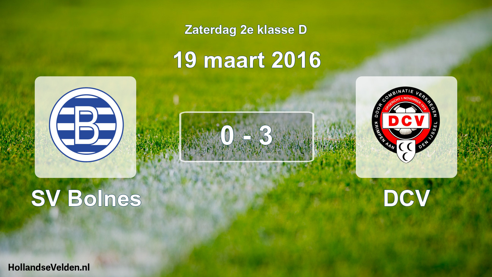 Total number of matches played: SV Bolnes - DCV 0 - 3 (19 March 2016)