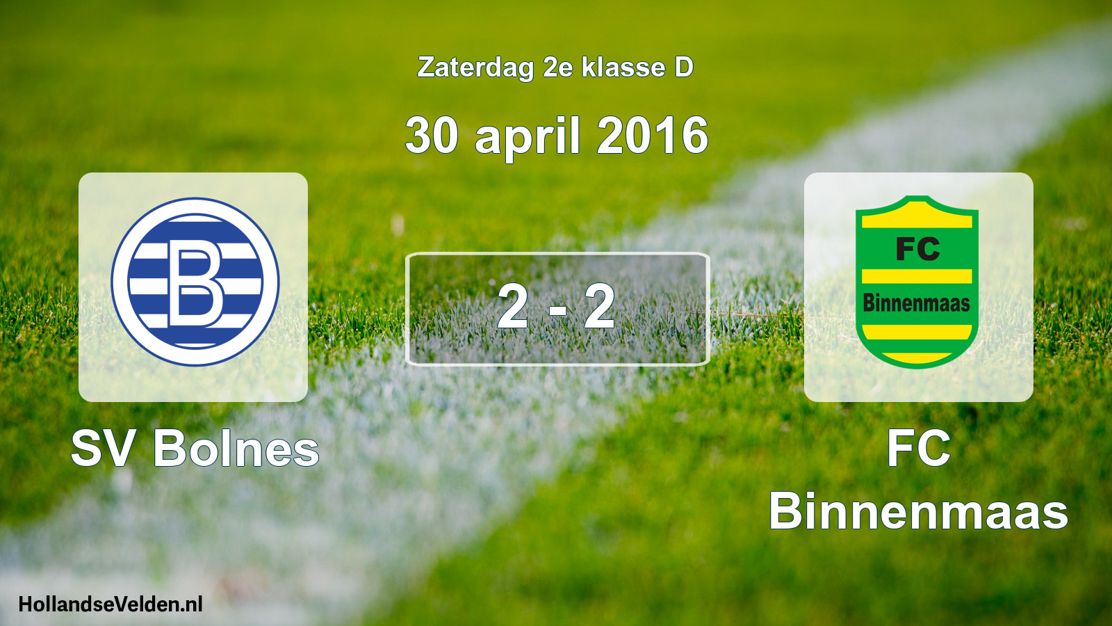 Total number of matches played: SV Bolnes - FC Binnenmaas 2 - 2 (30 April 2016)