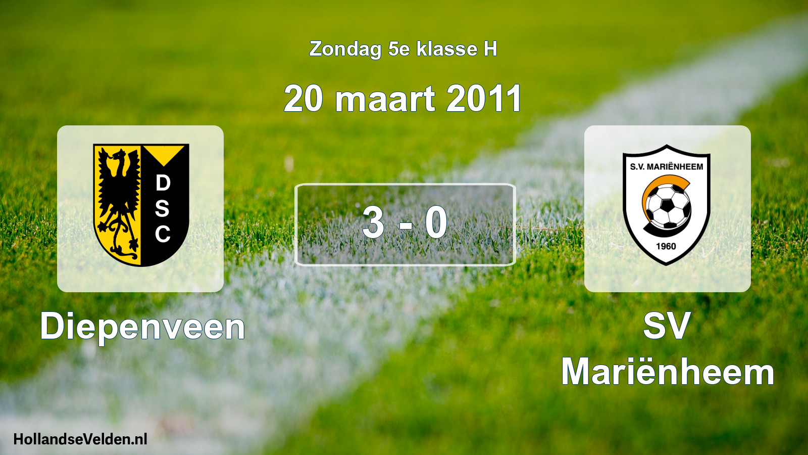 Total number of matches played: Diepenveen - SV Mariënheem 3 - 0 (20 March 2011)