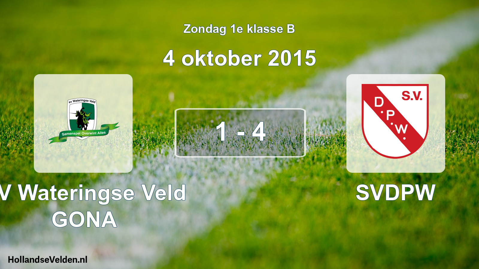 Total number of matches played: SV Wateringse Veld GONA - SVDPW 1 - 4 (4 October 2015)
