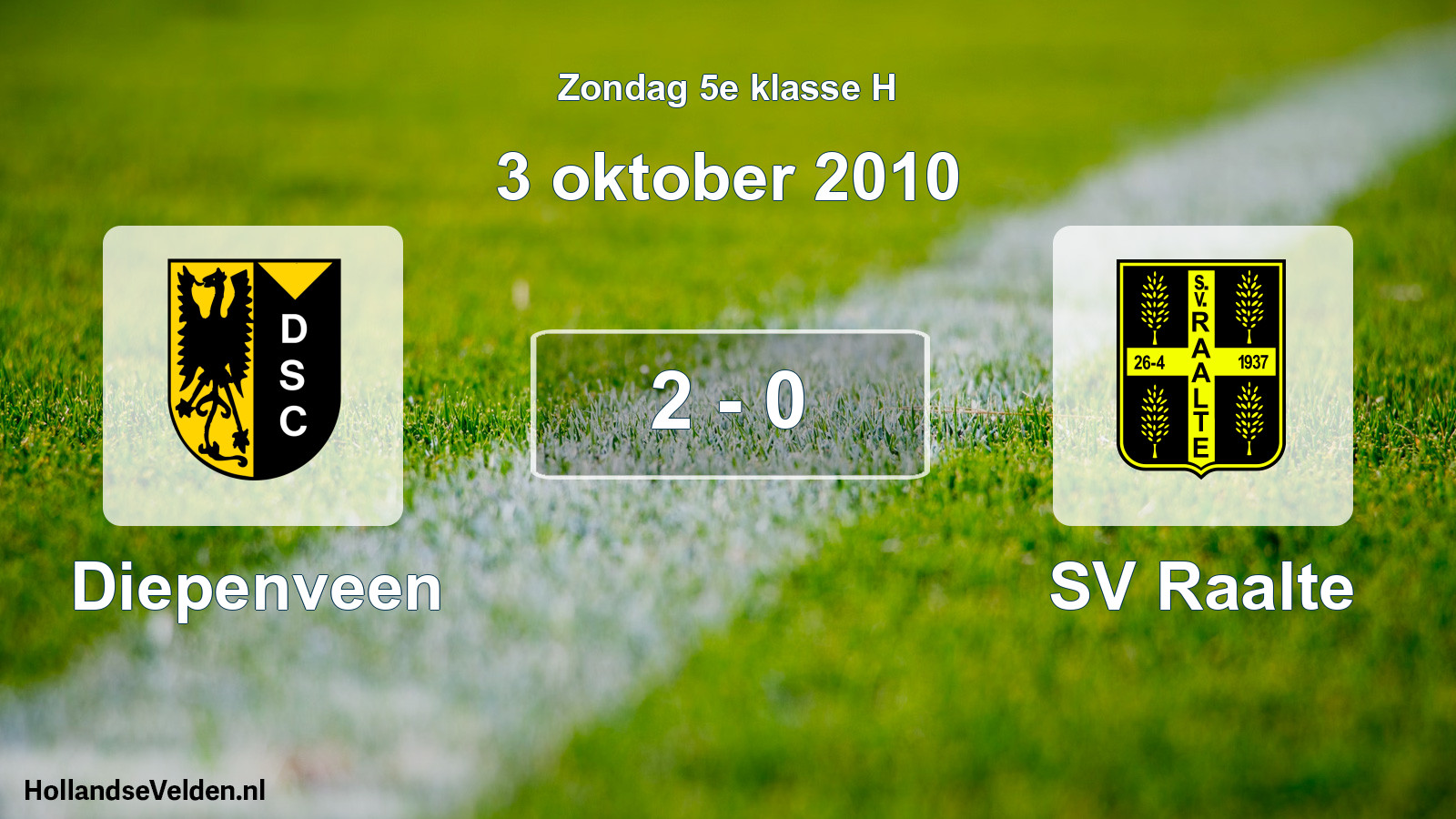 Total number of matches played: Diepenveen - SV Raalte 2 - 0 (3 October 2010)