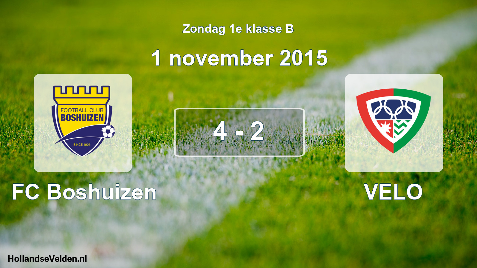 Total number of matches played: FC Boshuizen - VELO 4 - 2 (1 November 2015)