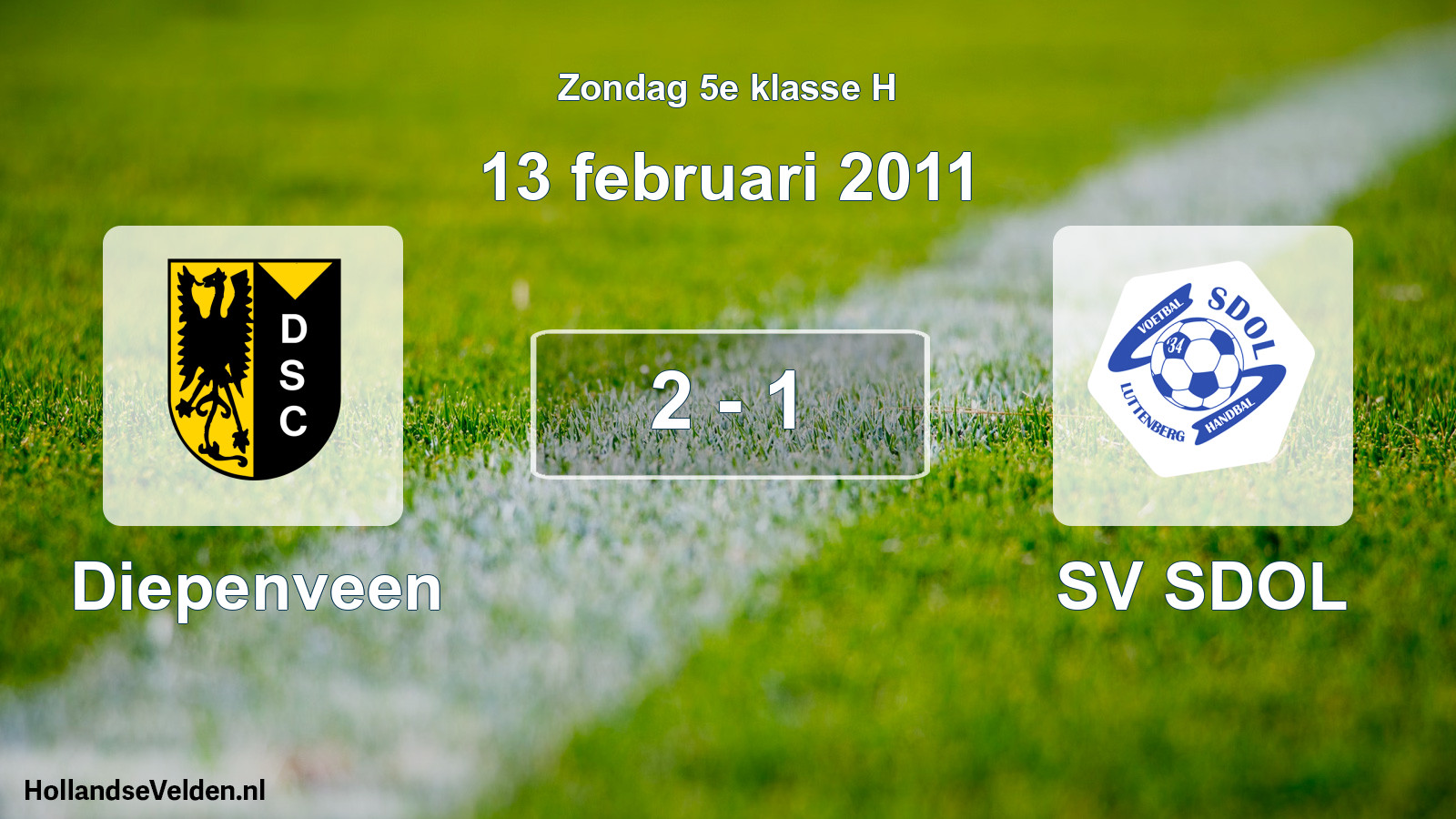 Total number of matches played: Diepenveen - SV SDOL 2 - 1 (13 February 2011)