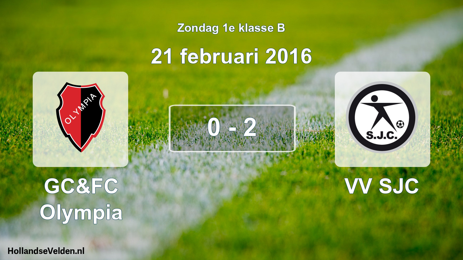 Total number of matches played: GC&FC Olympia - VV SJC 0 - 2 (21 February 2016)