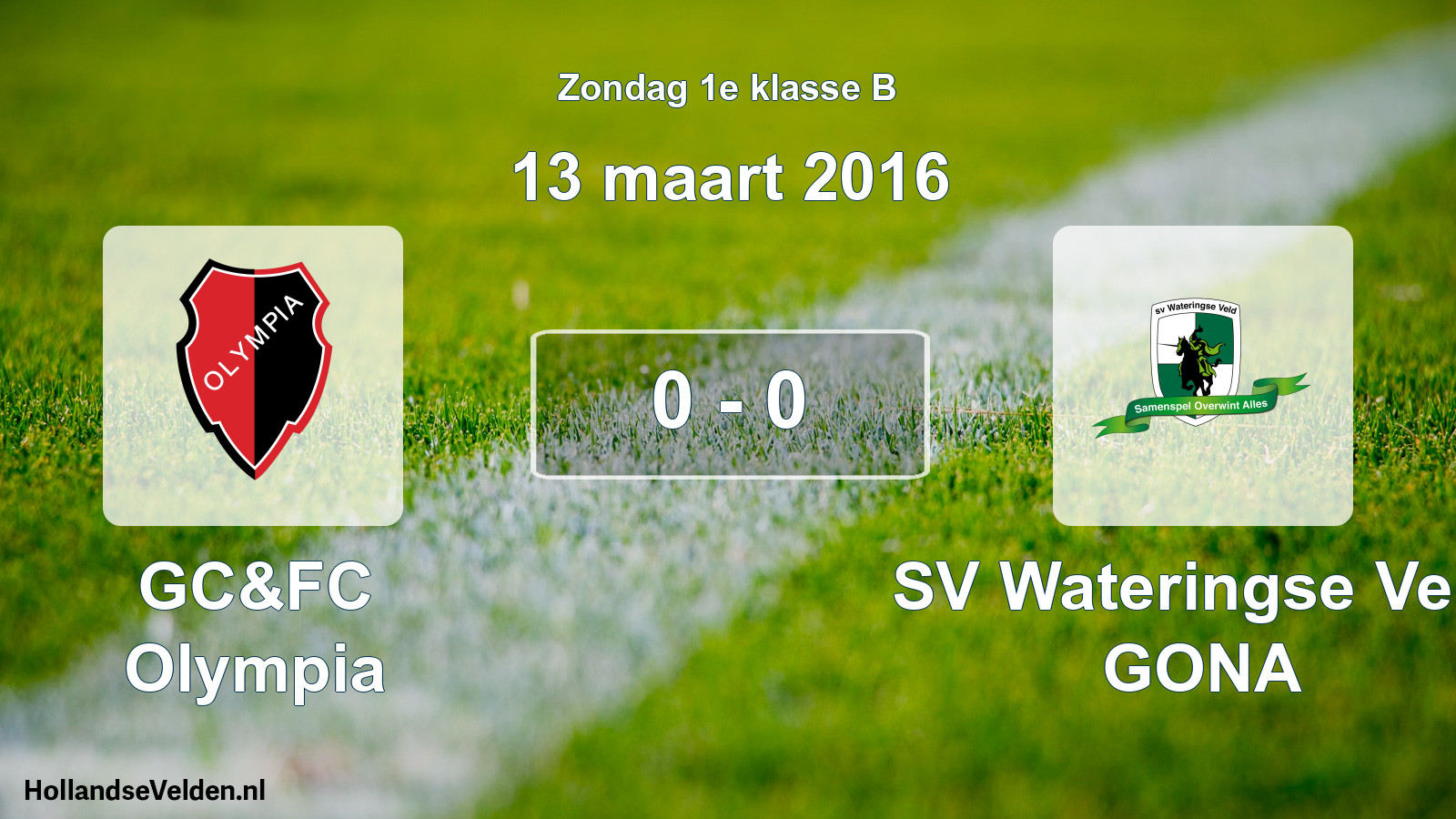 Total number of matches played: GC&FC Olympia - SV Wateringse Veld GONA 0 - 0 (13 March 2016)