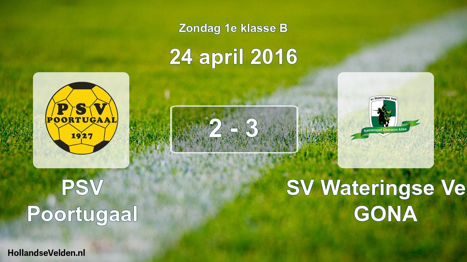 Total number of matches played: PSV Poortugaal - SV Wateringse Veld GONA 2 - 3 (24 April 2016)