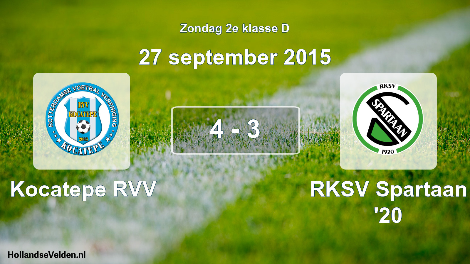 Total number of matches played: Kocatepe RVV - RKSV Spartaan '20 4 - 3 (27 September 2015)