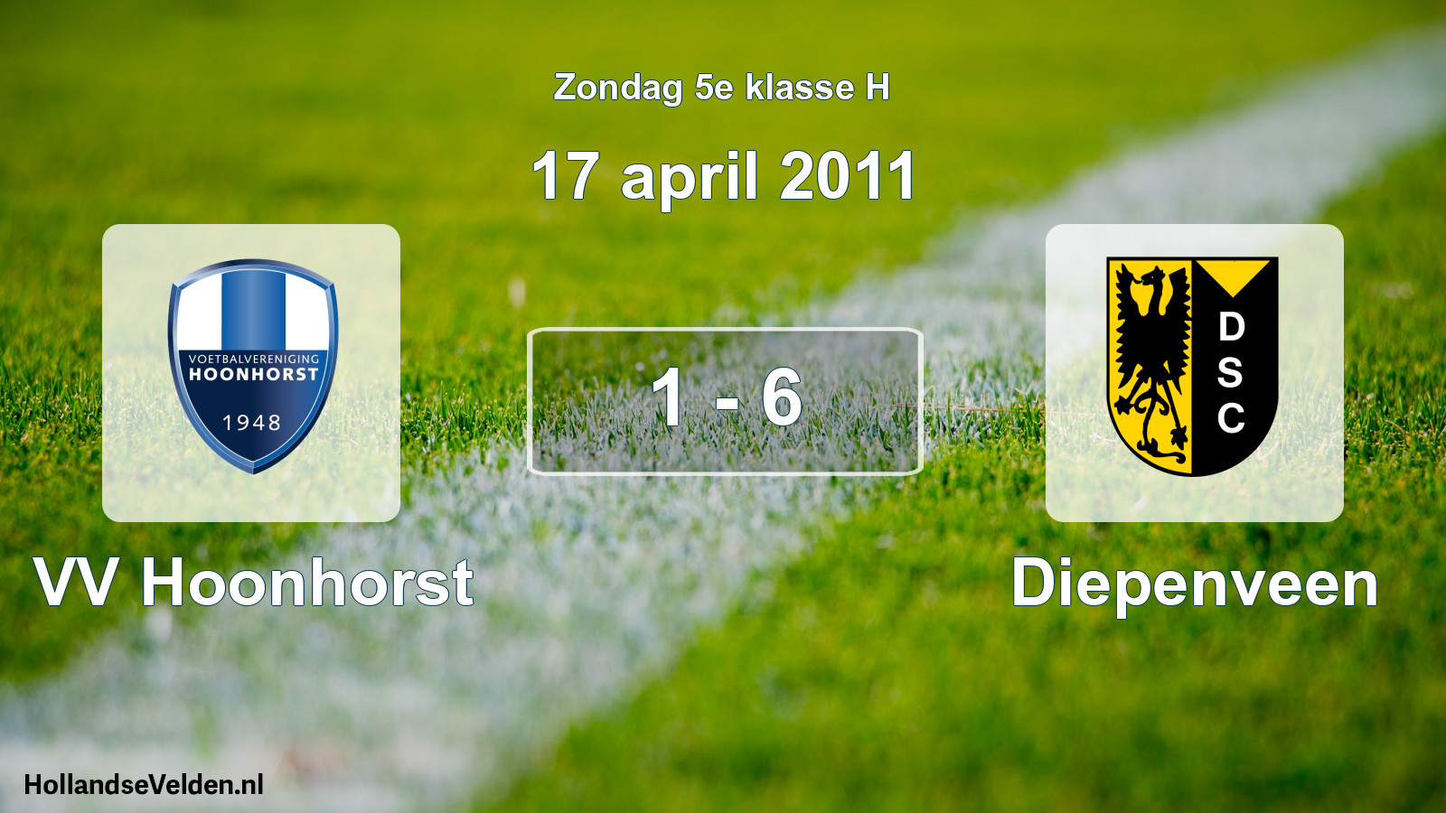 Total number of matches played: VV Hoonhorst - Diepenveen 1 - 6 (17 April 2011)