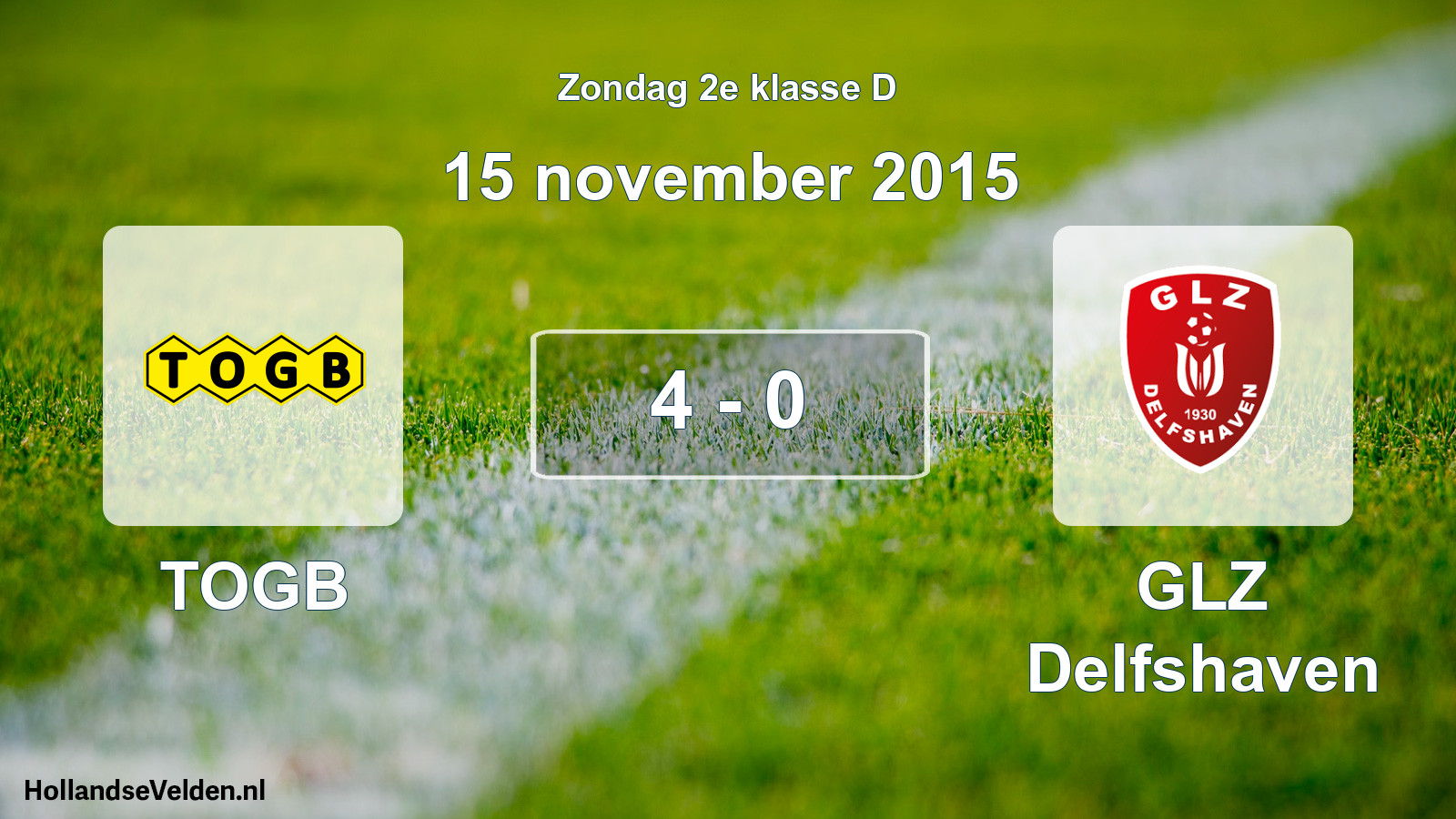 Total number of matches played: TOGB - GLZ Delfshaven 4 - 0 (15 November 2015)
