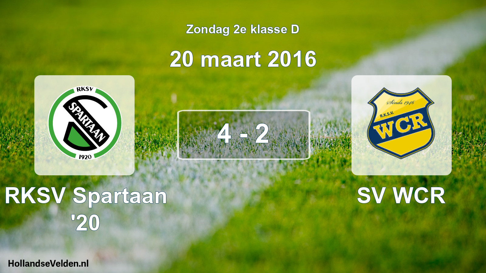 Total number of matches played: RKSV Spartaan '20 - SV WCR 4 - 2 (20 March 2016)