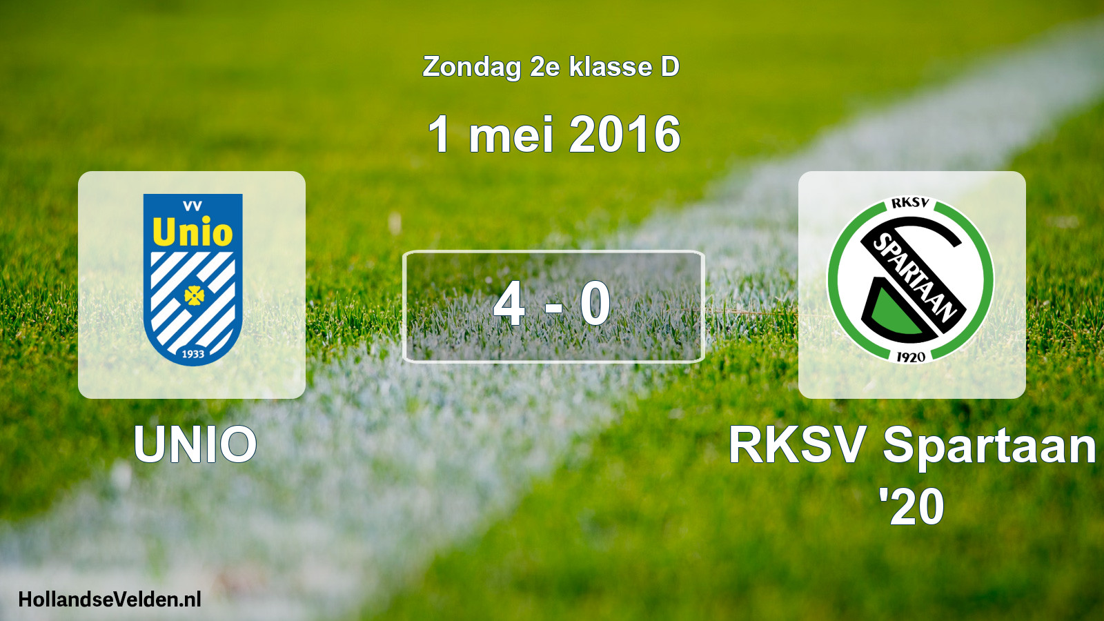 Total number of matches played: UNIO - RKSV Spartaan '20 4 - 0 (1 May 2016)