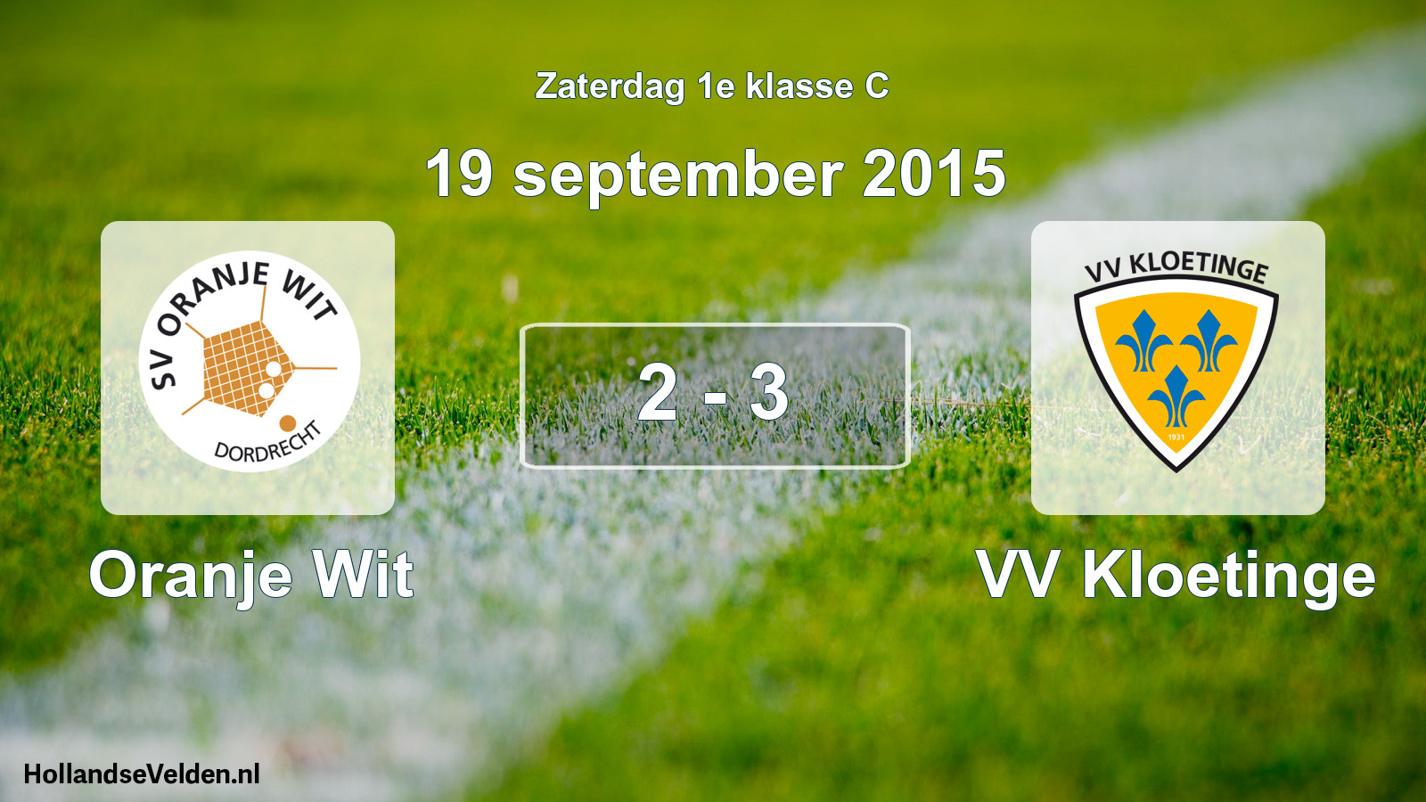 Total number of matches played: Oranje Wit - VV Kloetinge 2 - 3 (19 September 2015)