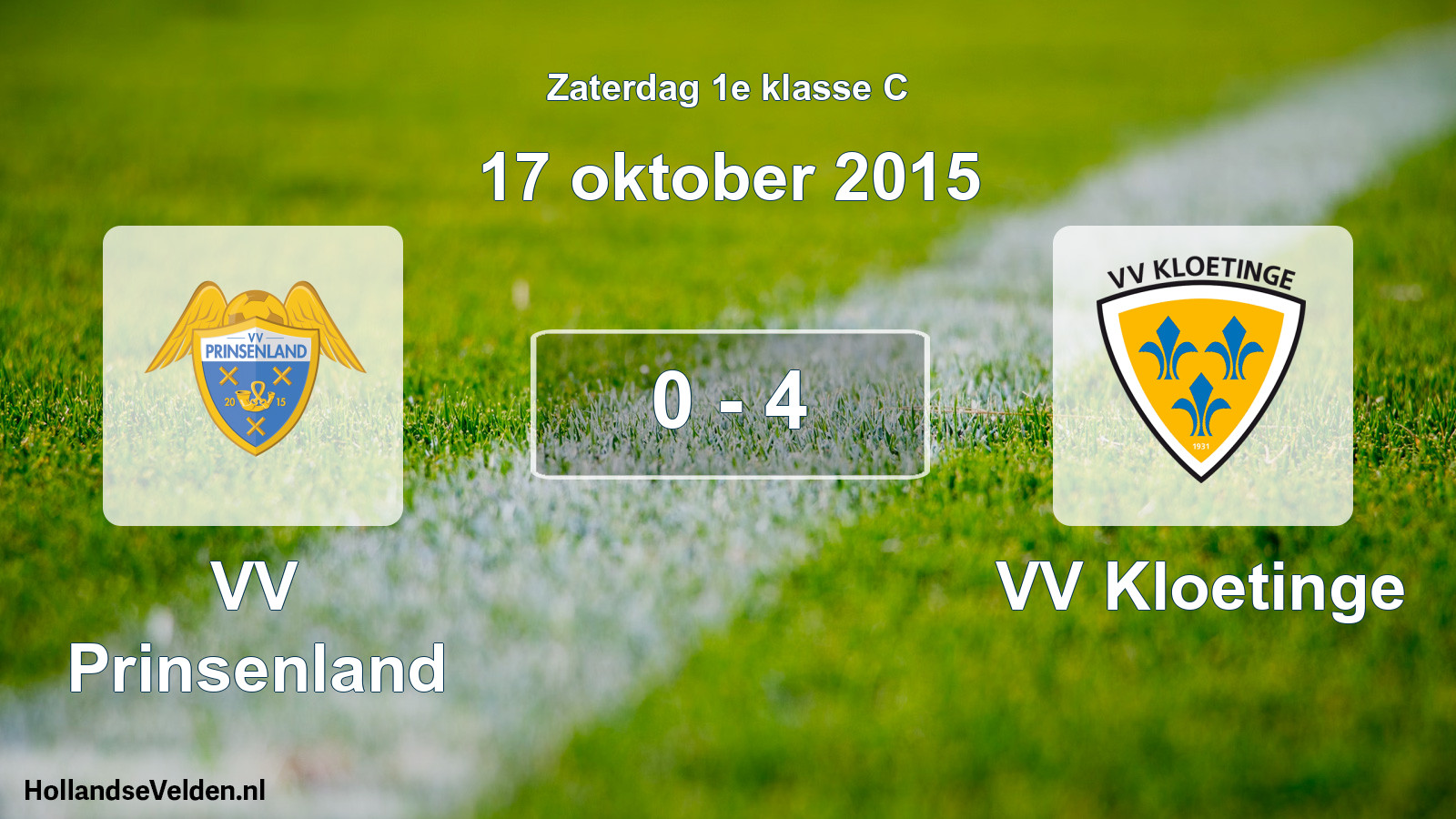 Total number of matches played: VV Prinsenland - VV Kloetinge 0 - 4 (17 October 2015)