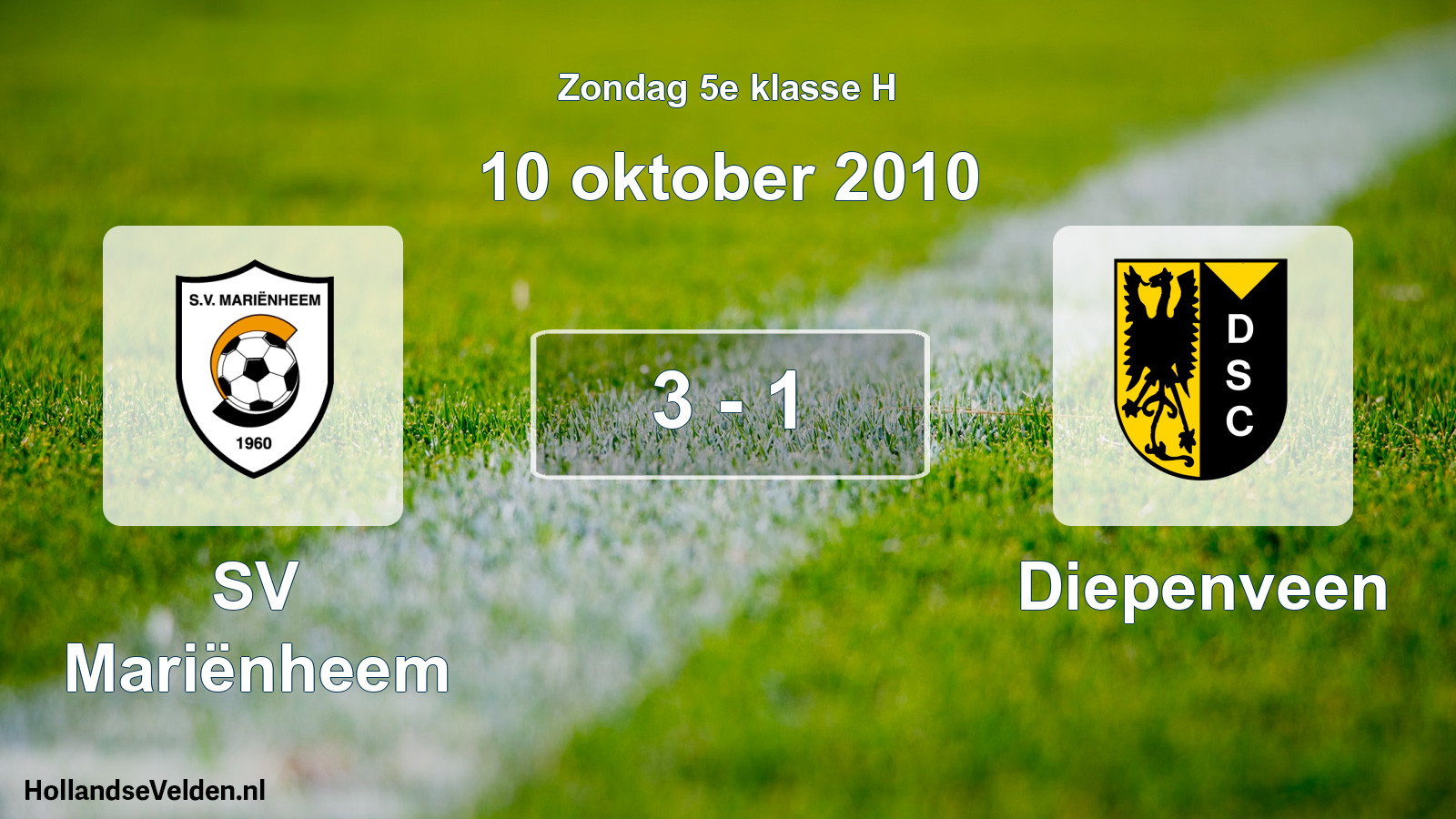 Total number of matches played: SV Mariënheem - Diepenveen 3 - 1 (10 October 2010)