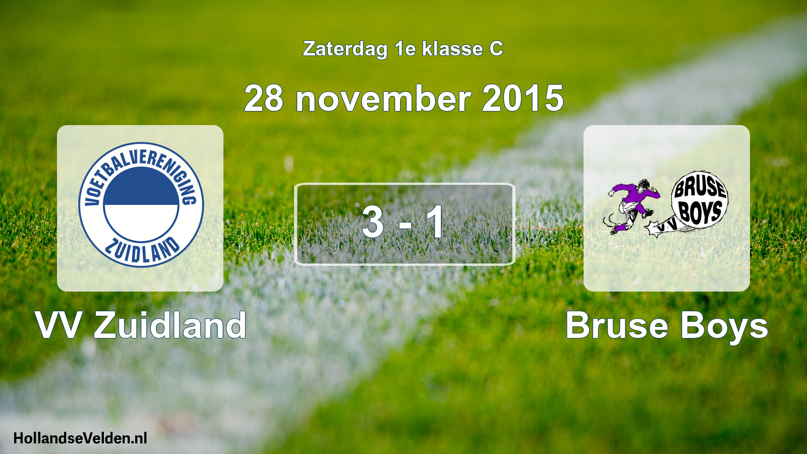 Total number of matches played: VV Zuidland - Bruse Boys 3 - 1 (28 November 2015)