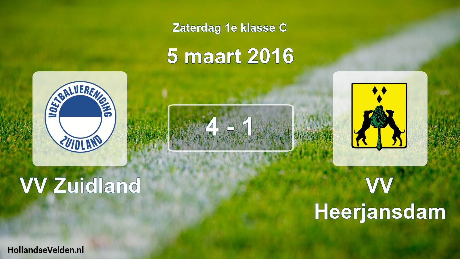 Total number of matches played: VV Zuidland - VV Heerjansdam 4 - 1 (5 March 2016)