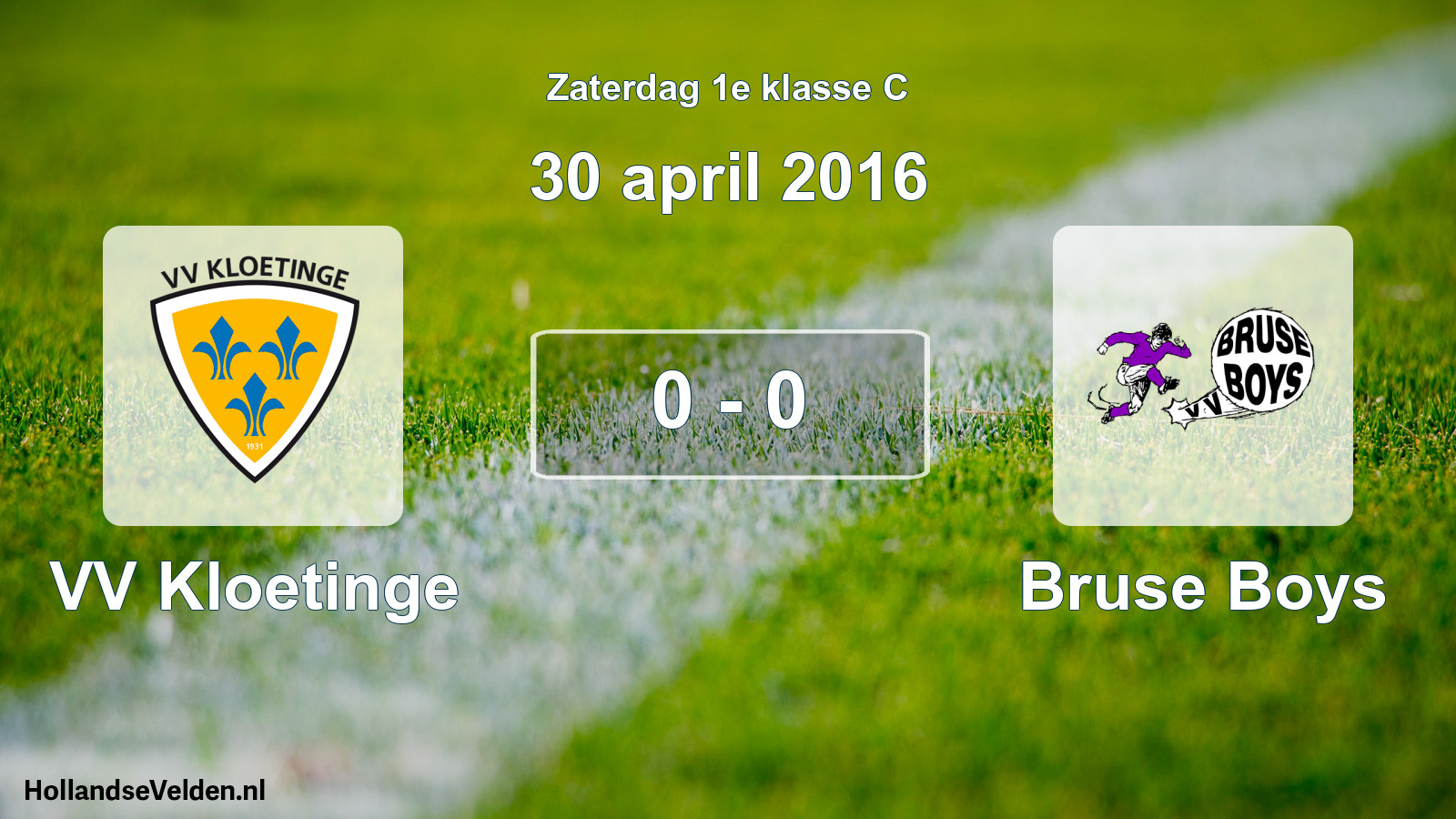 Total number of matches played: VV Kloetinge - Bruse Boys 0 - 0 (30 April 2016)