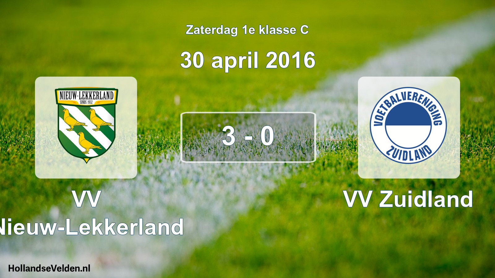 Total number of matches played: VV Nieuw-Lekkerland - VV Zuidland 3 - 0 (30 April 2016)