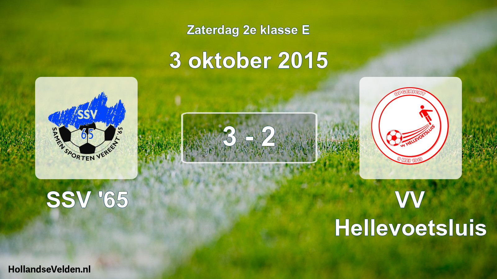 Total number of matches played: SSV '65 - VV Hellevoetsluis 3 - 2 (3 October 2015)