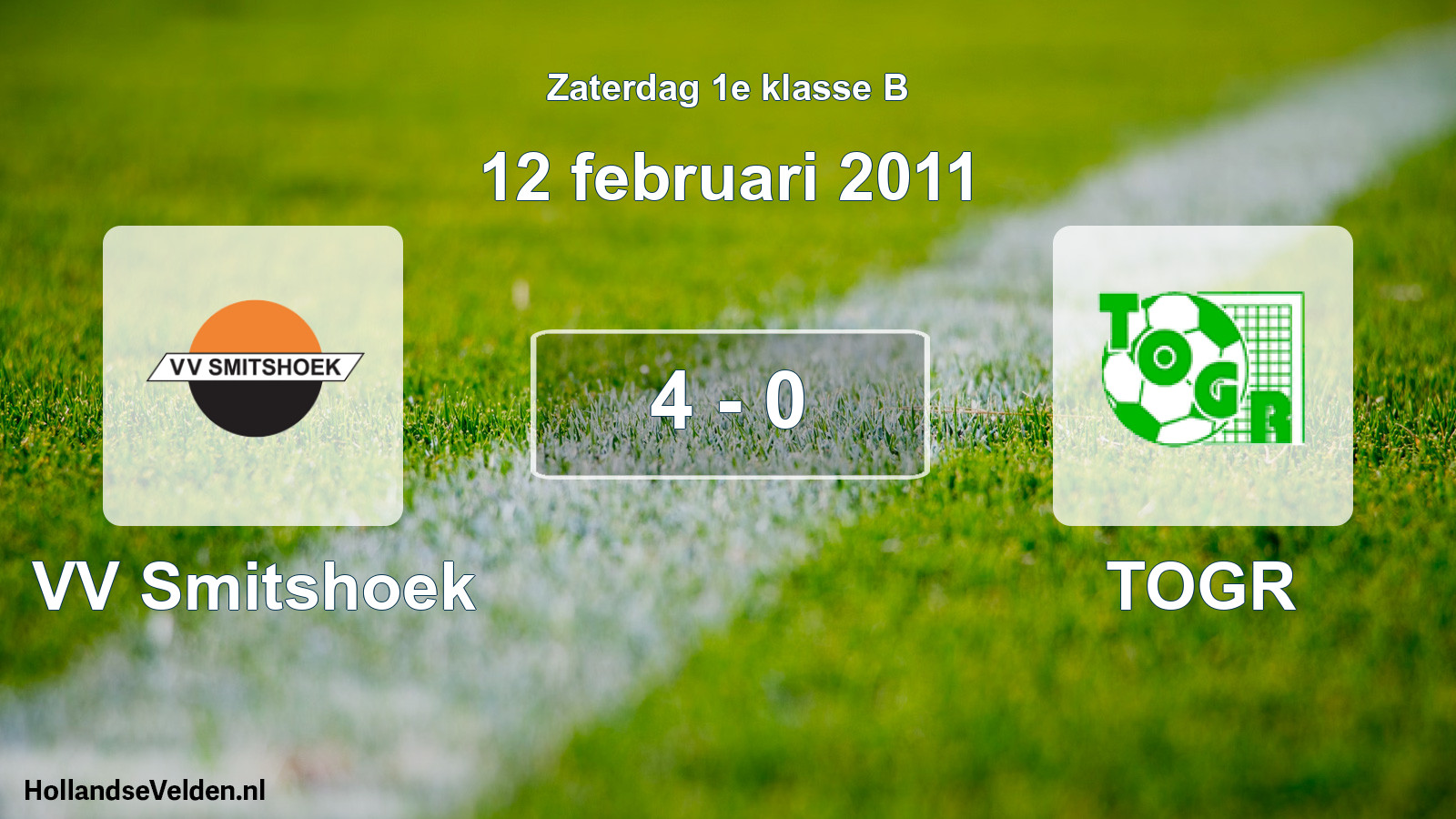 Total number of matches played: VV Smitshoek - TOGR 4 - 0 (12 February 2011)