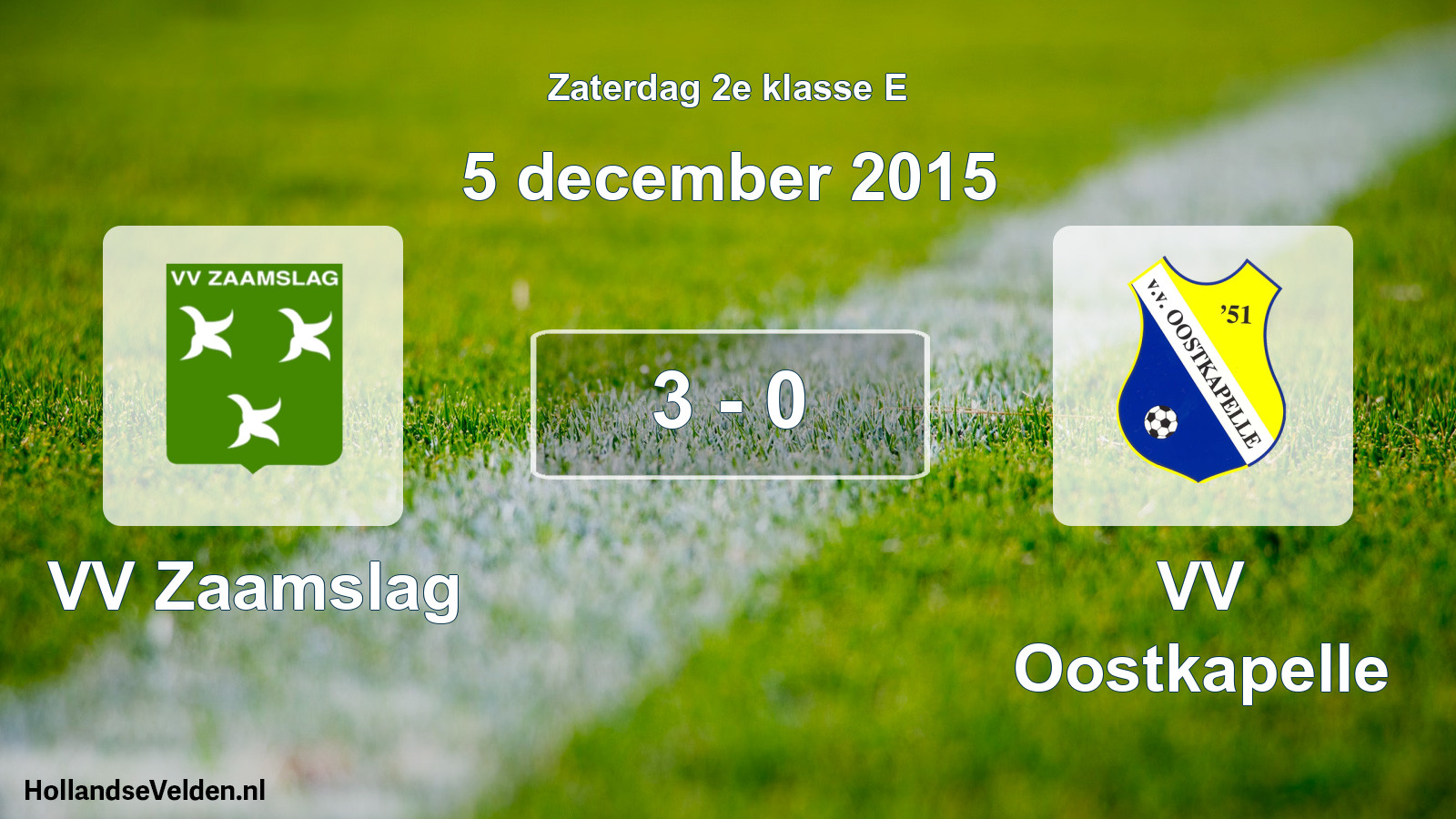 Total number of matches played: VV Zaamslag - VV Oostkapelle 3 - 0 (5 December 2015)
