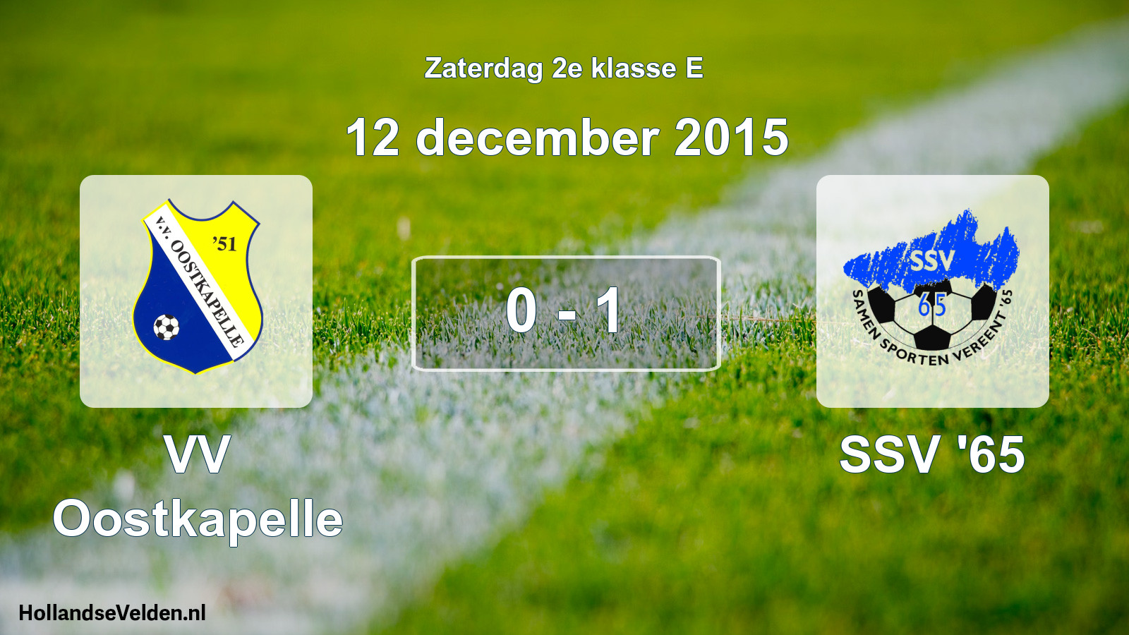Total number of matches played: VV Oostkapelle - SSV '65 0 - 1 (12 December 2015)