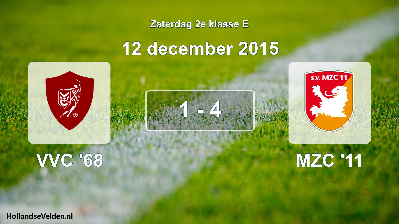 Total number of matches played: VVC '68 - MZC '11 1 - 4 (12 December 2015)
