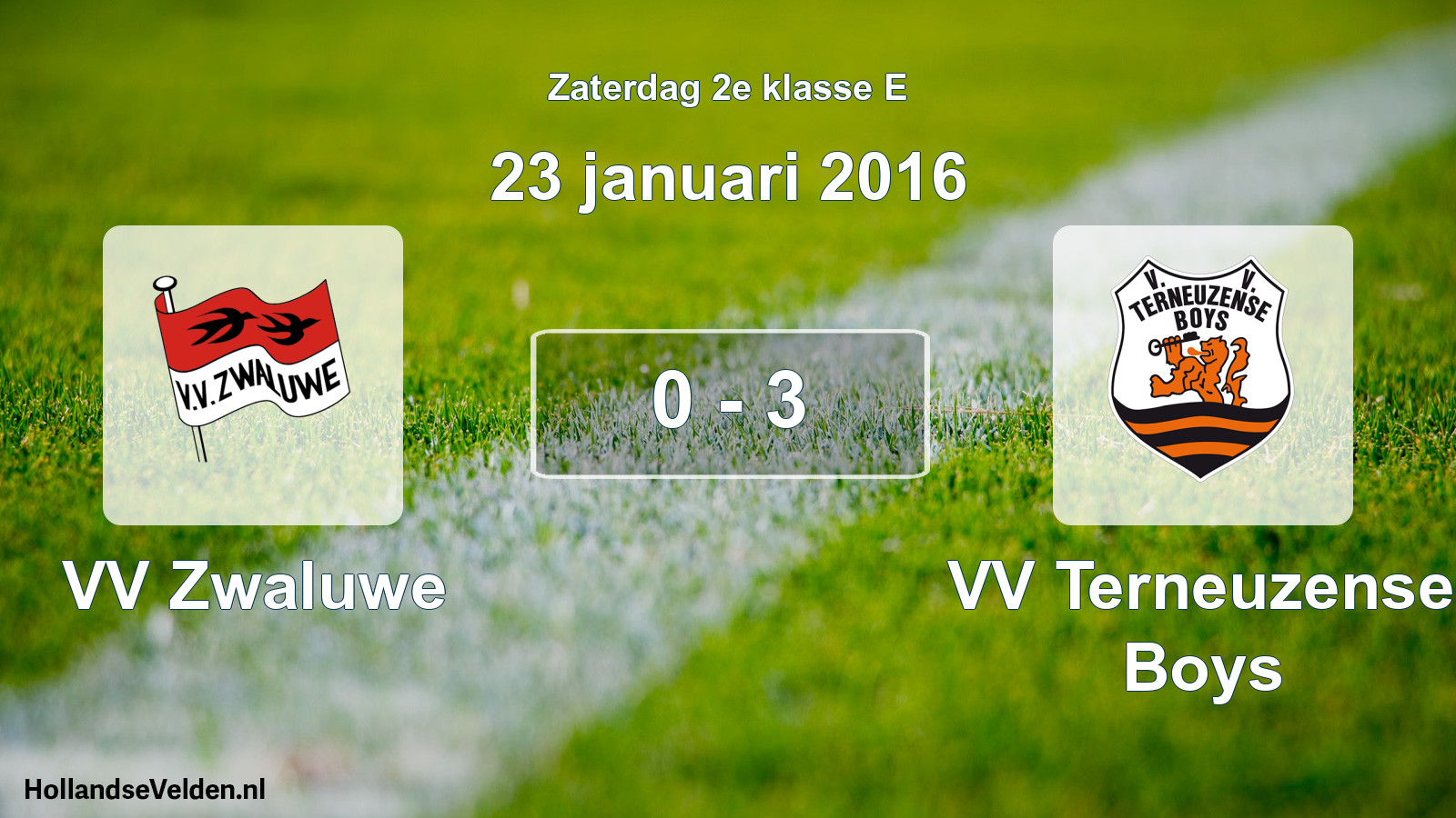 Total number of matches played: VV Zwaluwe - VV Terneuzense Boys 0 - 3 (23 January 2016)