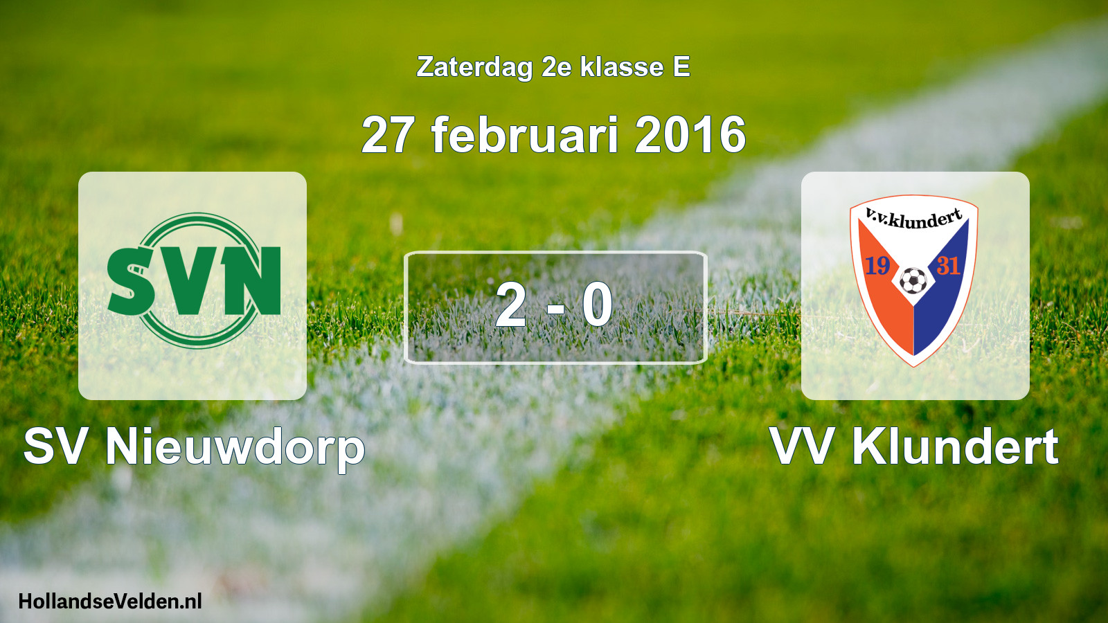 Total number of matches played: SV Nieuwdorp - VV Klundert 2 - 0 (27 February 2016)