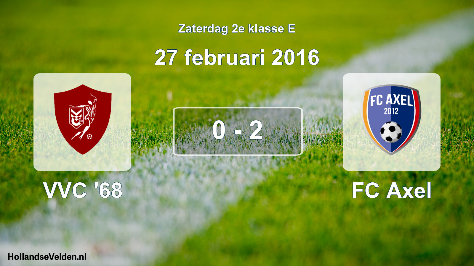 Total number of matches played: VVC '68 - FC Axel 0 - 2 (27 February 2016)