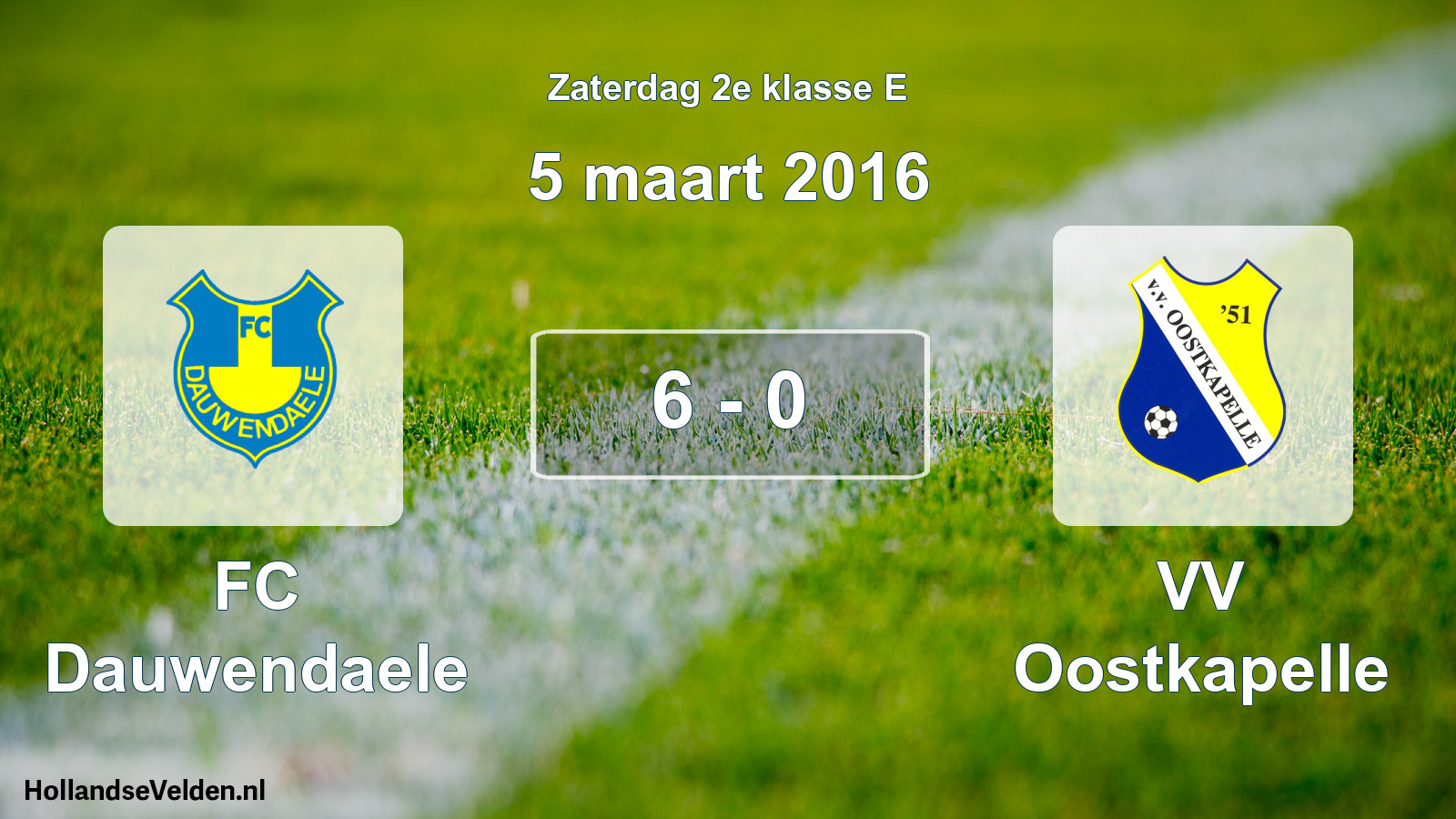 Total number of matches played: FC Dauwendaele - VV Oostkapelle 6 - 0 (5 March 2016)