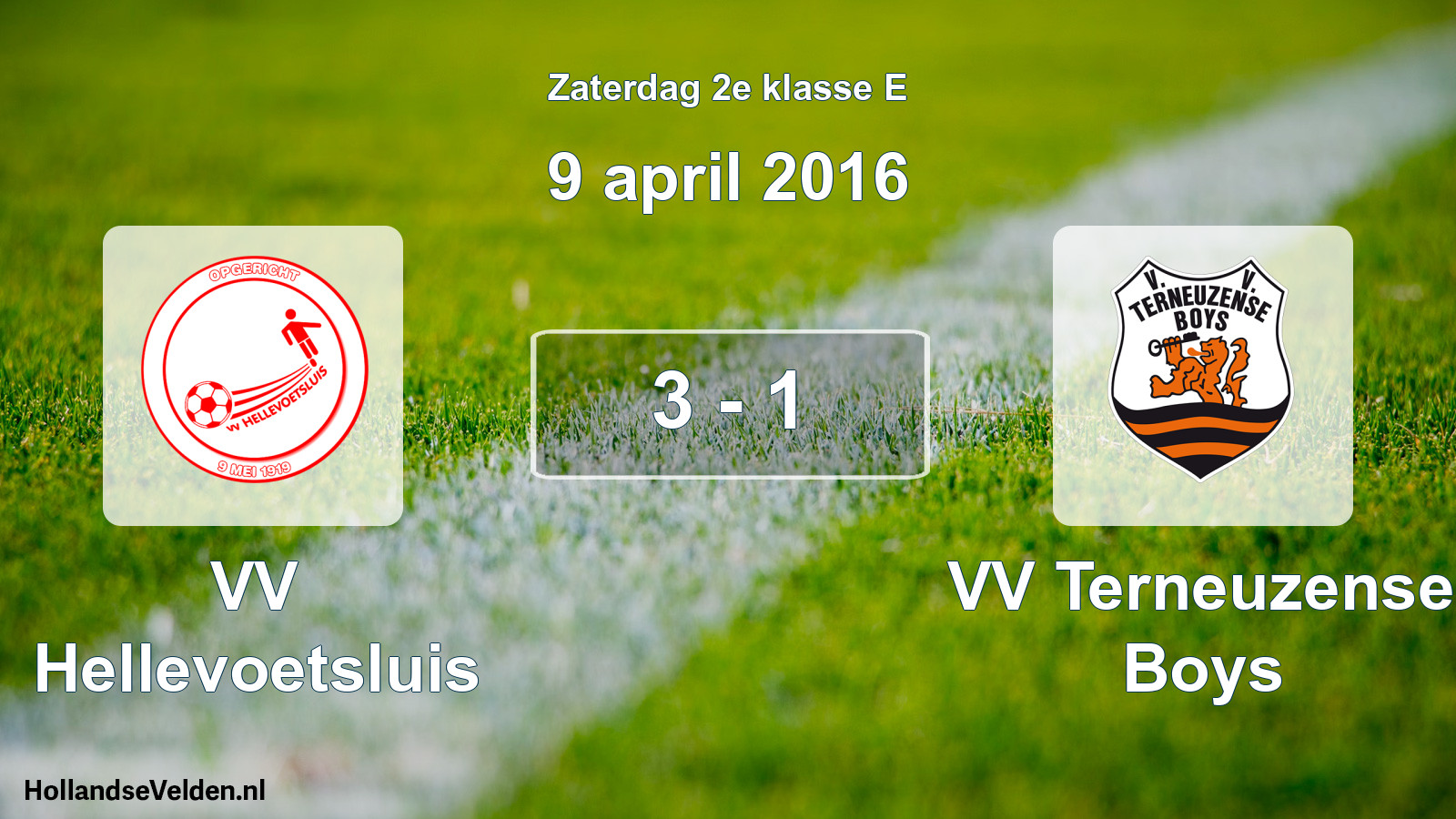 Total number of matches played: VV Hellevoetsluis - VV Terneuzense Boys 3 - 1 (9 April 2016)