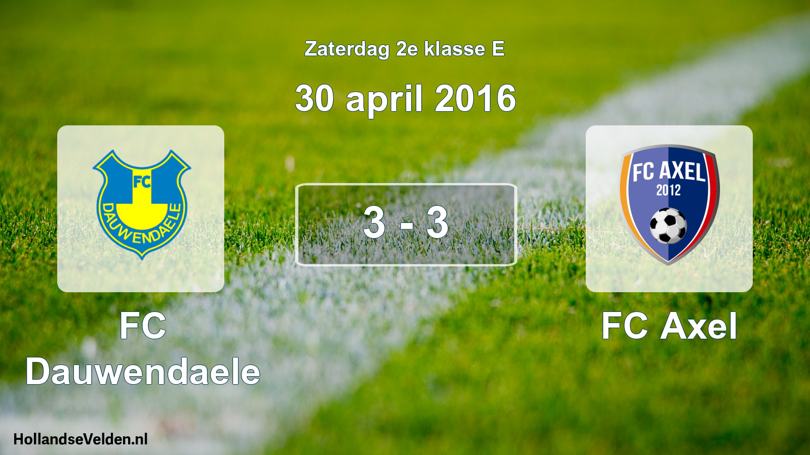 Total number of matches played: FC Dauwendaele - FC Axel 3 - 3 (30 April 2016)