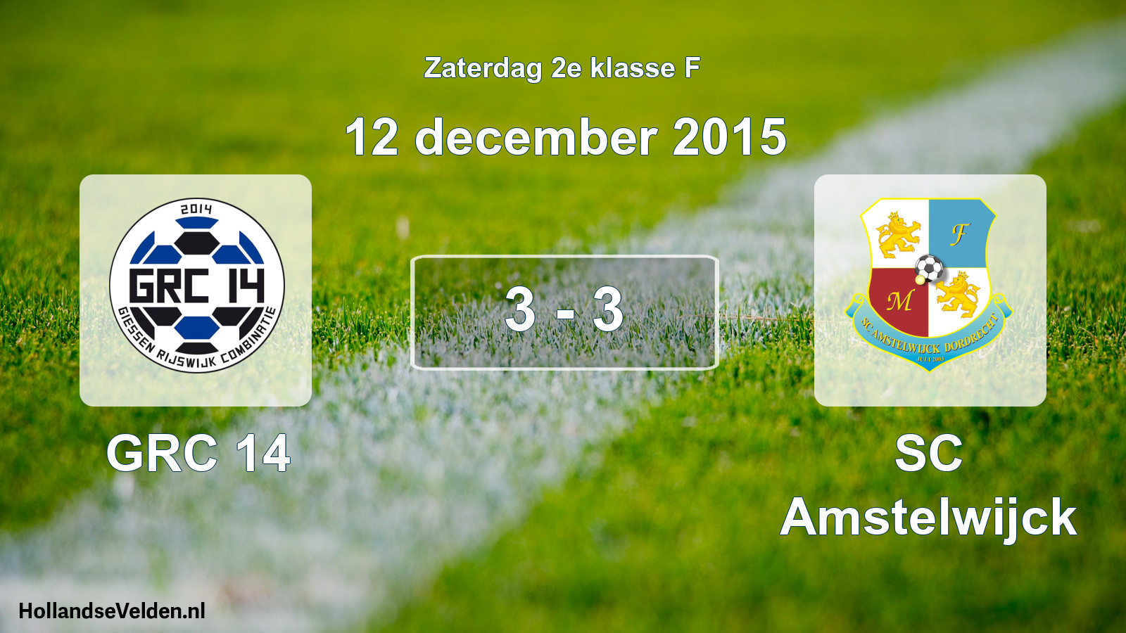 Gespeelde wedstrijd: GRC 14 - SC Amstelwijck 3 - 3 (12 december 2015)