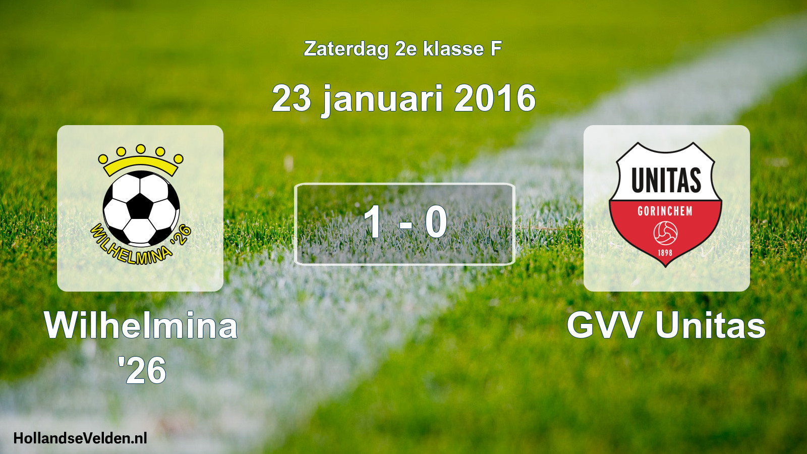 Total number of matches played: Wilhelmina '26 - GVV Unitas 1 - 0 (23 January 2016)