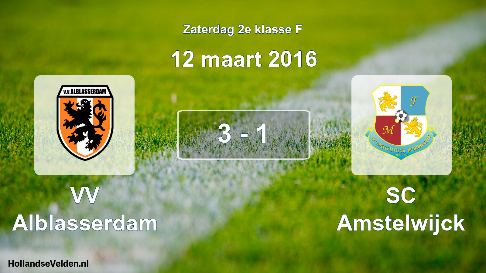 Total number of matches played: VV Alblasserdam - SC Amstelwijck 3 - 1 (12 March 2016)