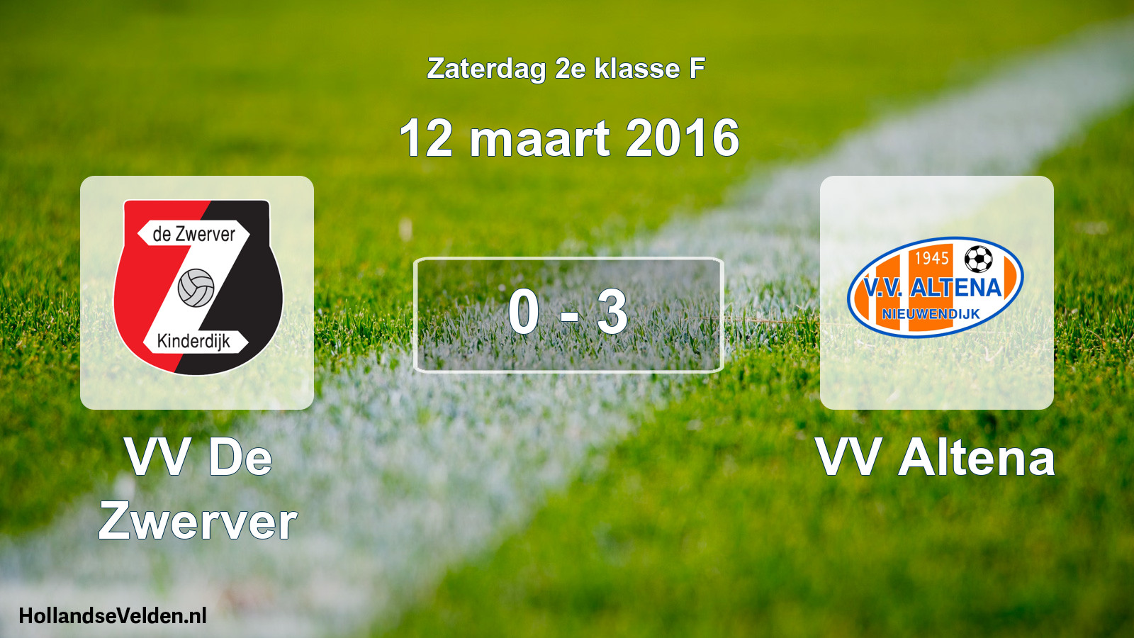 Total number of matches played: VV De Zwerver - VV Altena 0 - 3 (12 March 2016)