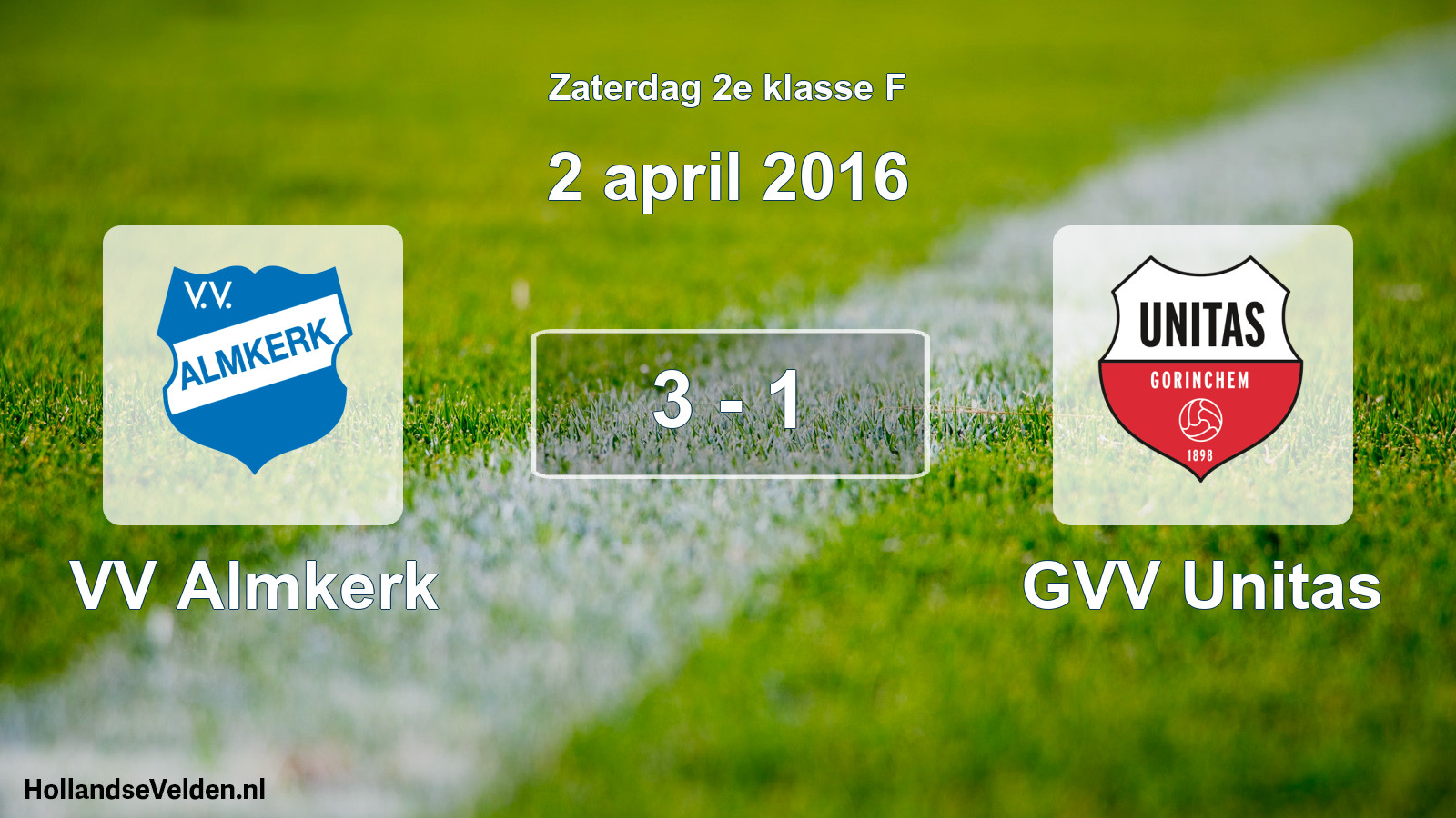 Total number of matches played: VV Almkerk - GVV Unitas 3 - 1 (2 April 2016)