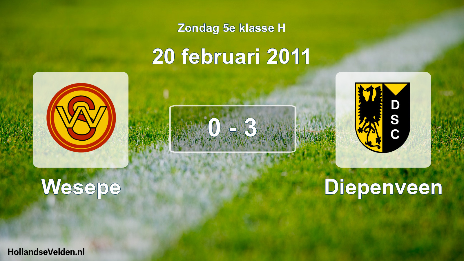 Total number of matches played: Wesepe - Diepenveen 0 - 3 (20 February 2011)