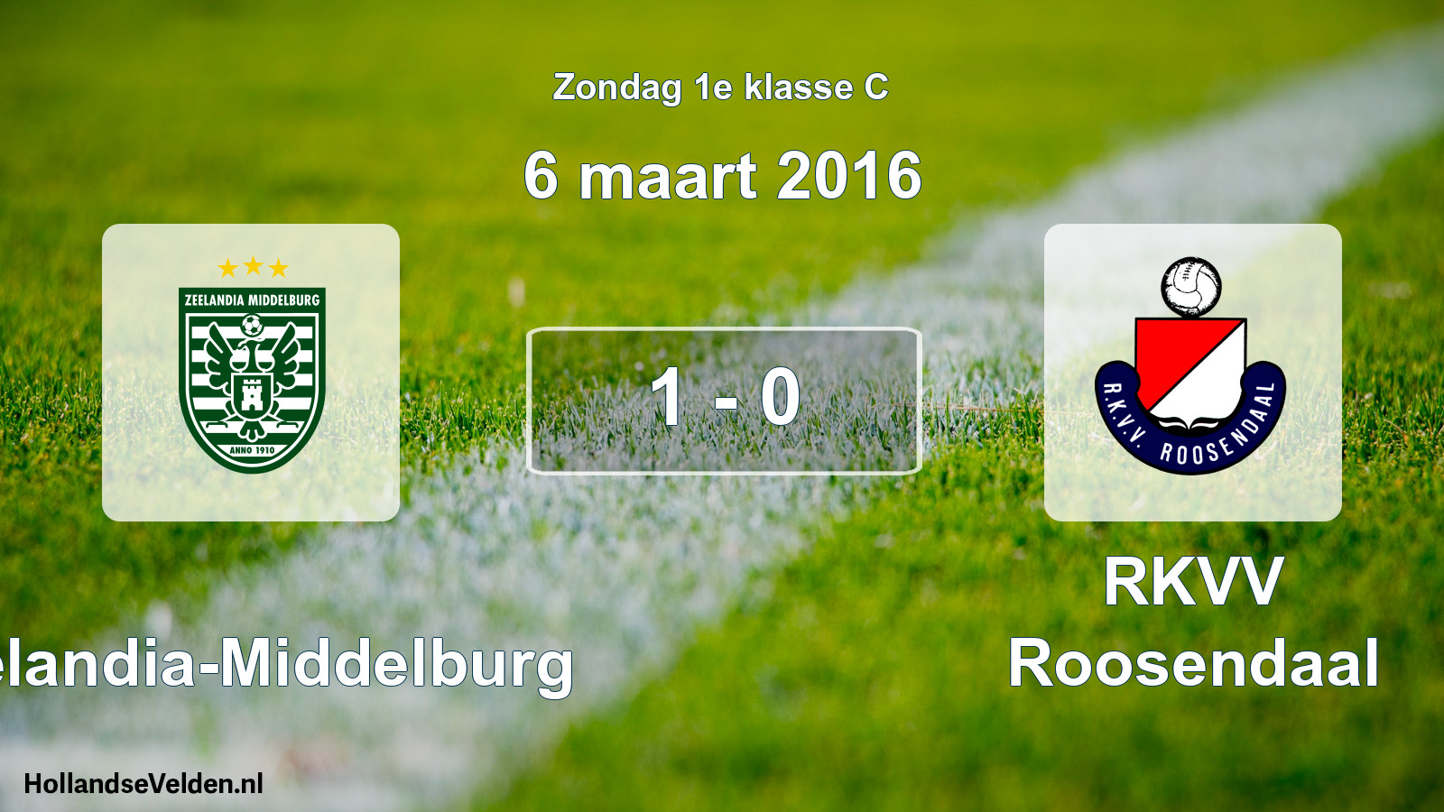 Total number of matches played: Zeelandia-Middelburg - RKVV Roosendaal 1 - 0 (6 March 2016)