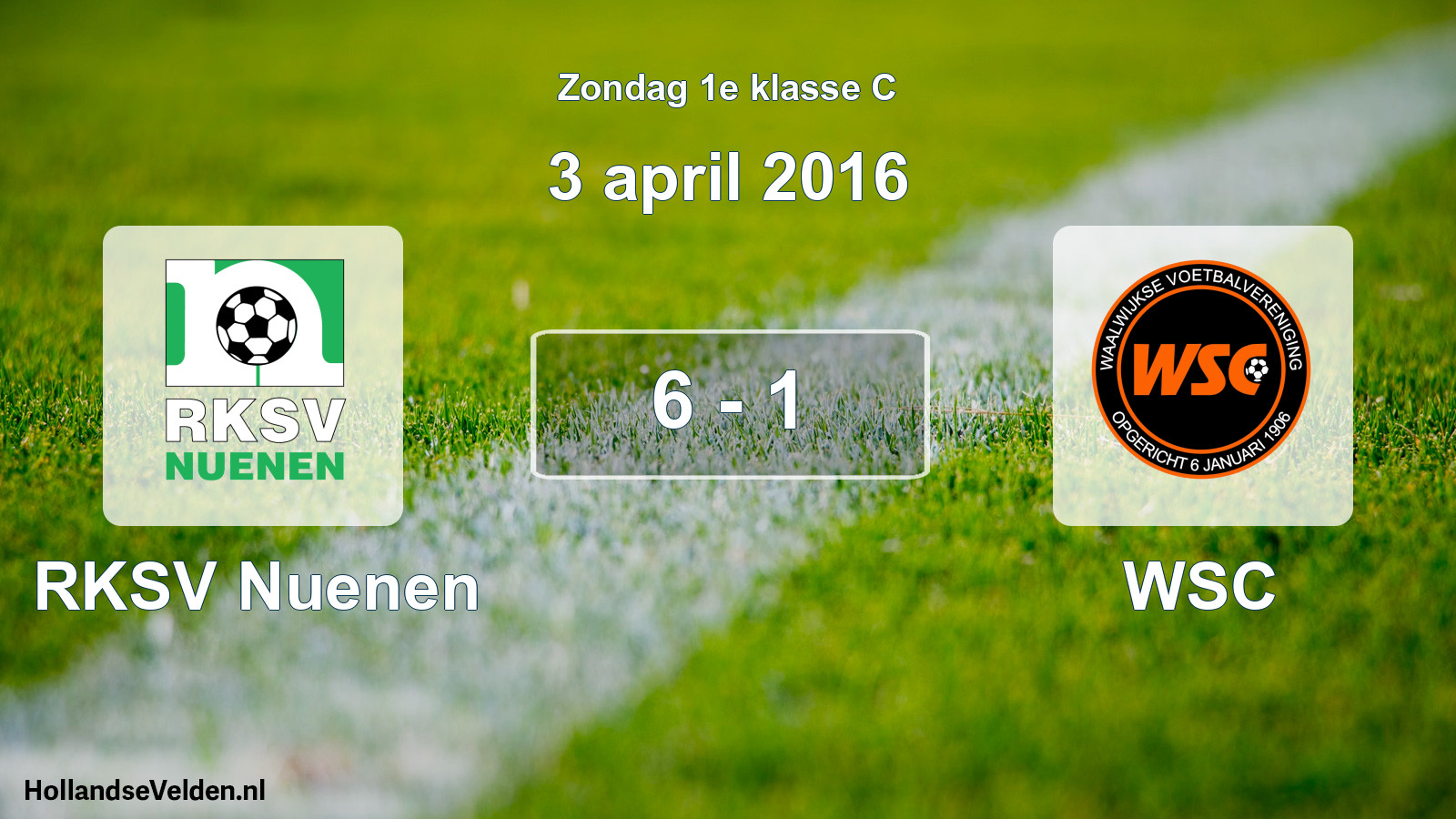 Total number of matches played: RKSV Nuenen - WSC 6 - 1 (3 April 2016)