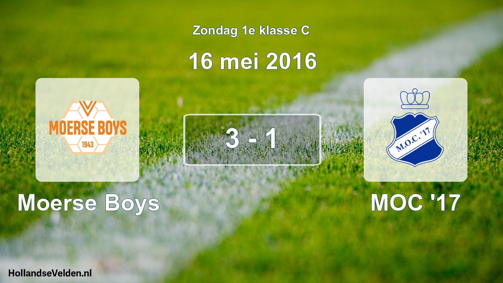 Total number of matches played: Moerse Boys - MOC '17 3 - 1 (16 May 2016)