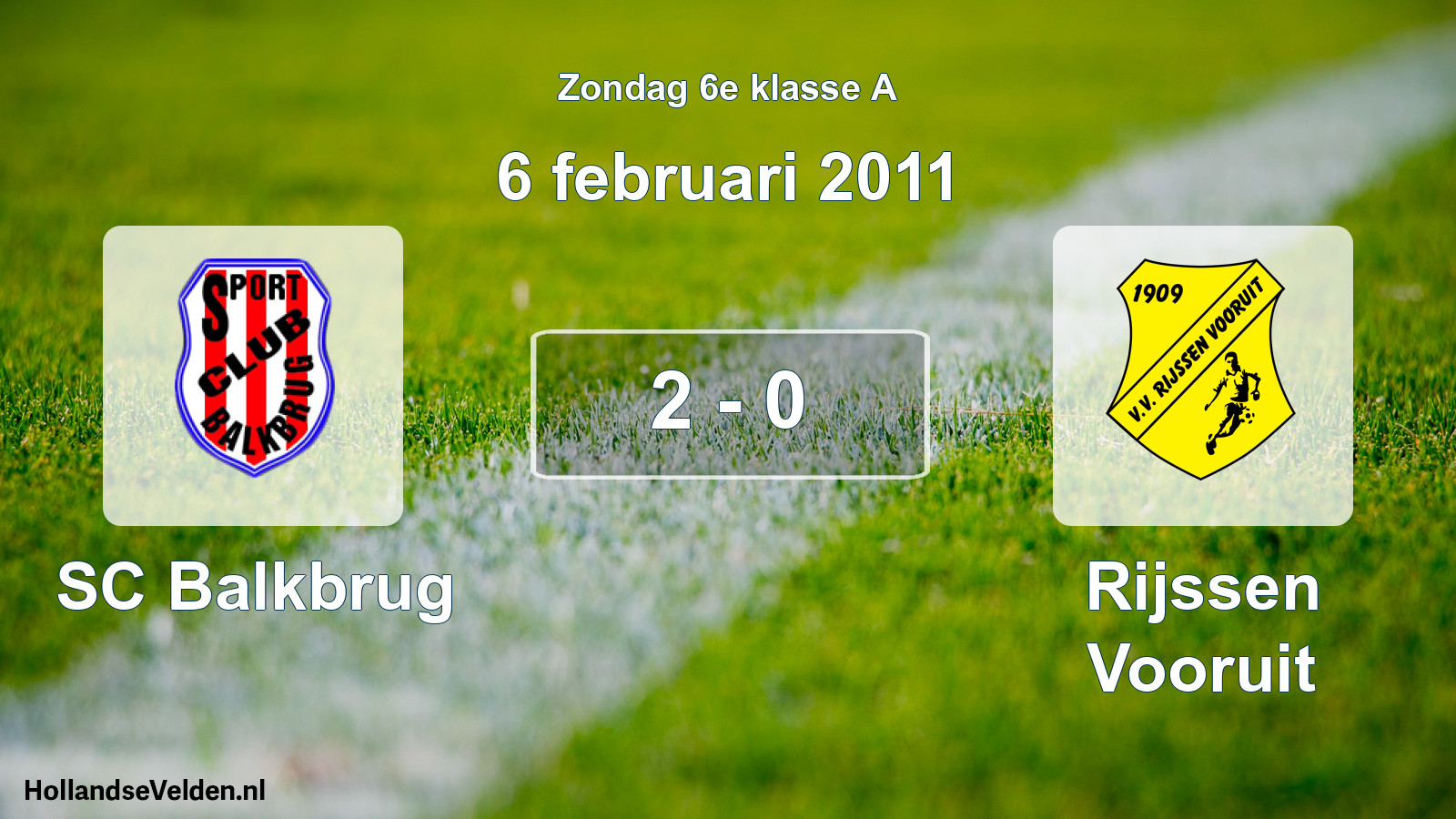 Total number of matches played: SC Balkbrug - Rijssen Vooruit 2 - 0 (6 February 2011)