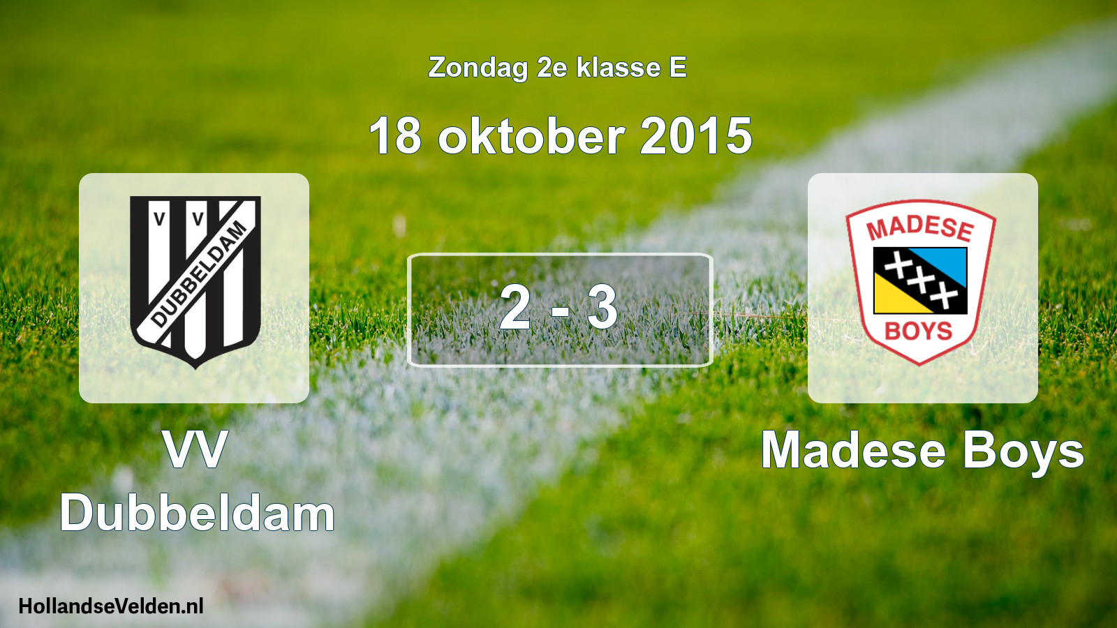 Total number of matches played: VV Dubbeldam - Madese Boys 2 - 3 (18 October 2015)