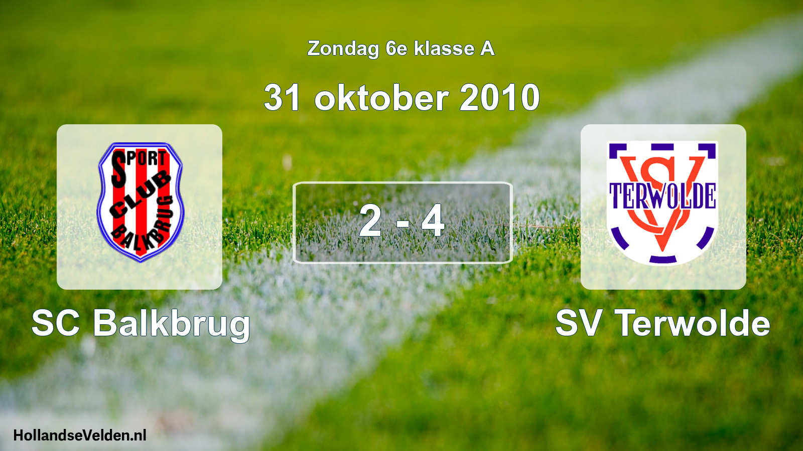 Total number of matches played: SC Balkbrug - SV Terwolde 2 - 4 (31 October 2010)