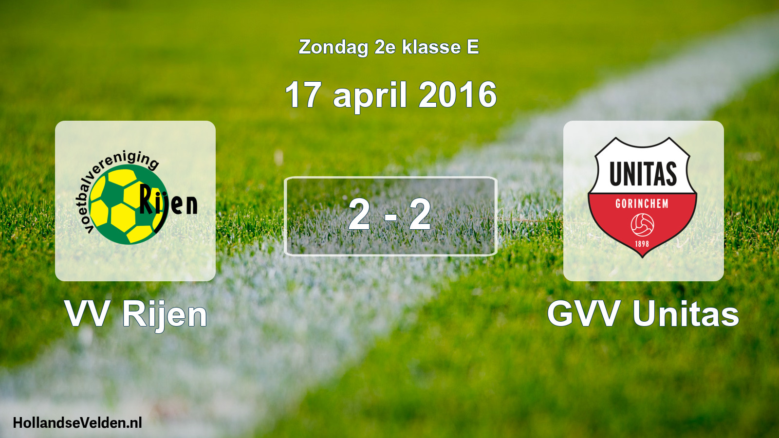Total number of matches played: VV Rijen - GVV Unitas 2 - 2 (17 April 2016)